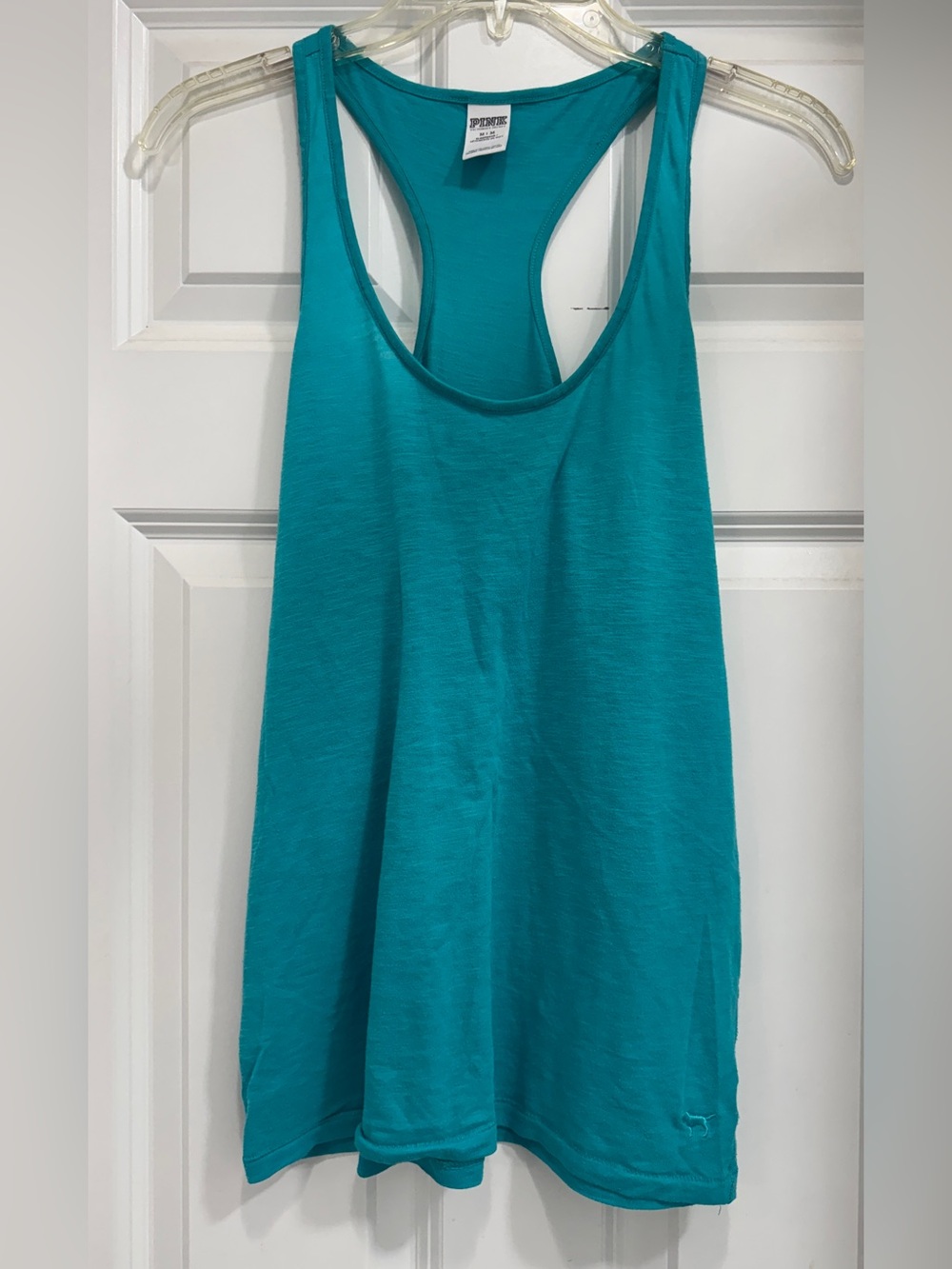 PINK Victoria's Secret Teal Racerback Tank; athleisure workout casual wear